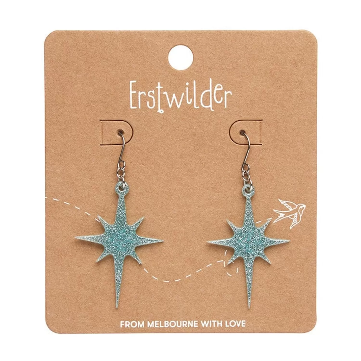 atomic_star_glitter_drop_earring__blue_2.webp Atomic Star Glitter Drop Earring - Blue*Erstwilder New