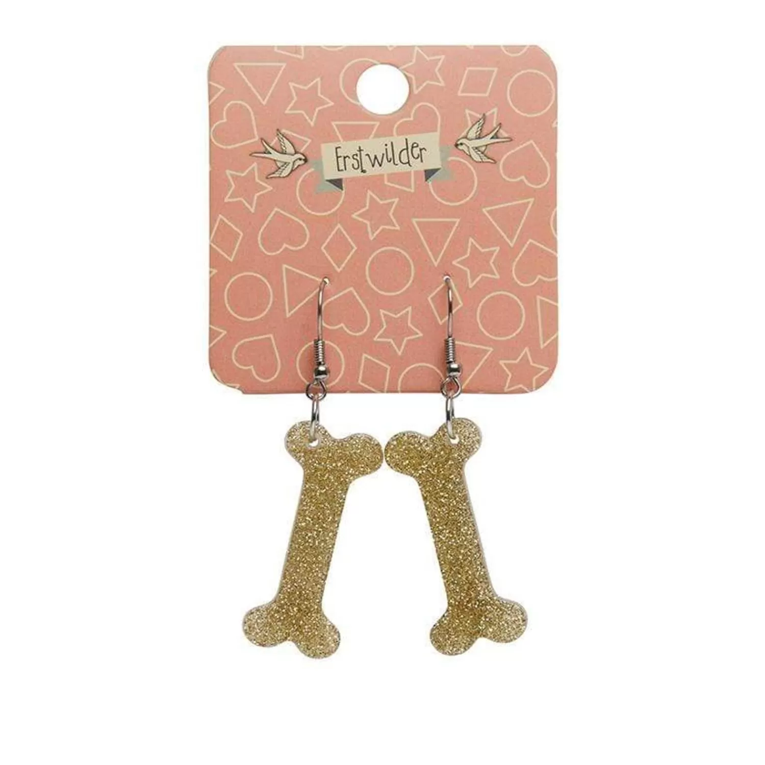 bones_glitter_resin_drop_earrings__gold_2.webp Bones Glitter Resin Drop Earrings - Gold*Erstwilder Flash Sale