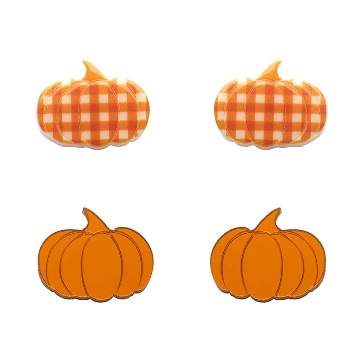 Pumpkin Patch Stud Earrings Set - Orange & Orange Gingham*Erstwilder Store