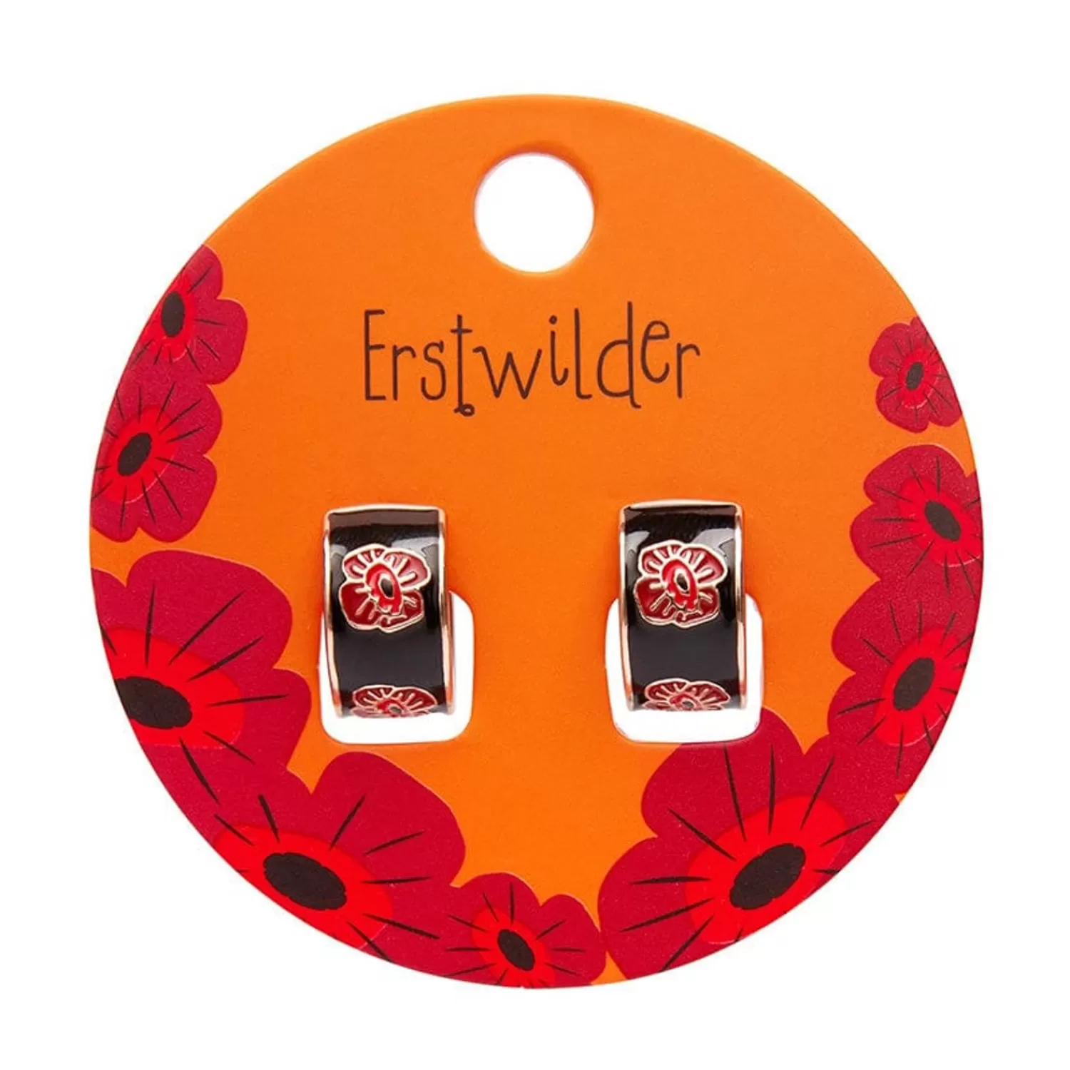Remembrance Poppy Enamel Huggie Earrings*Erstwilder New